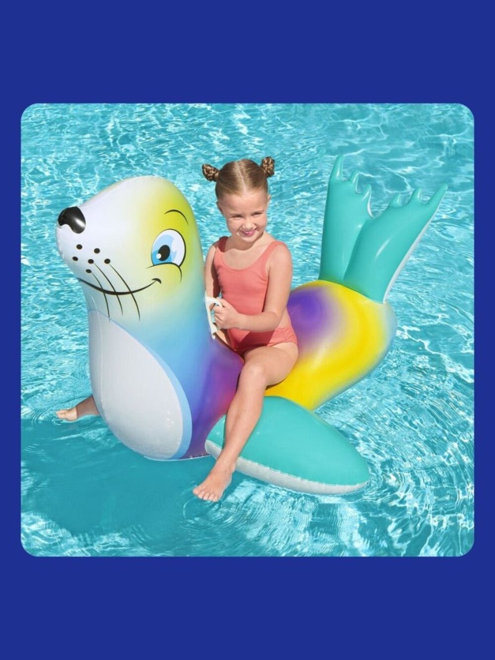 NIB Flash N' Splash Seal Ride-On Inflatable Pool Float by Bestway - 62" x 45"